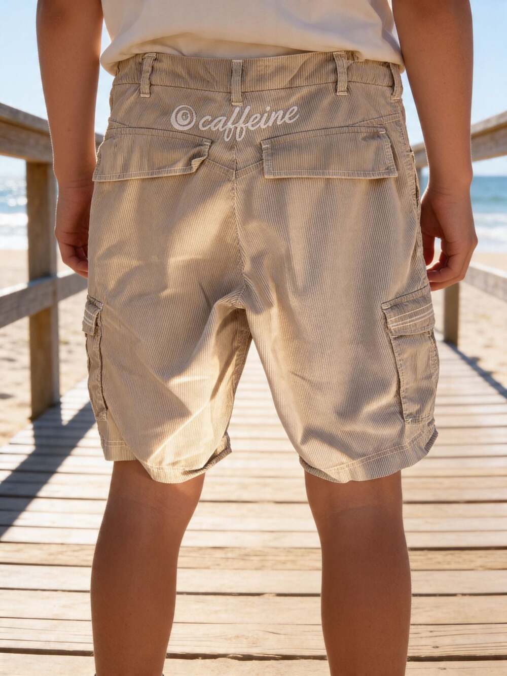 Caffeine Striped Tan Cargo Shorts Size 32